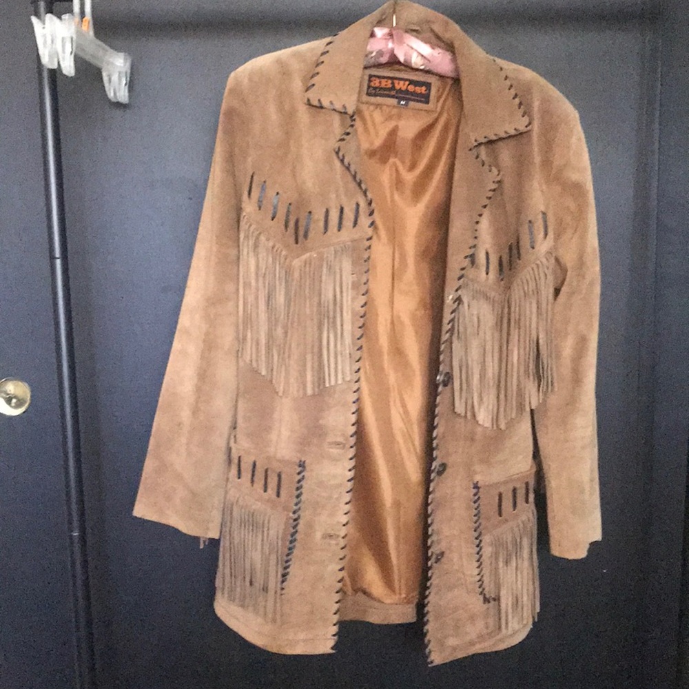 Brown suede Western jacket with fringe